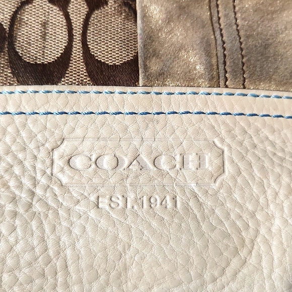 Coach Patchwork Leather Suede Canvas Signature Large Bucket Shoulder Bag - Picture 3 of 13